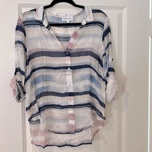 Bella Dahl- striped button down blouse, size L